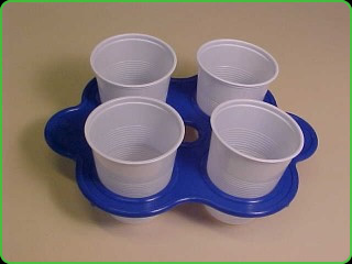 Tray for disposable cups for 4 cups